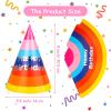 Geyoga 100 Pieces Rainbow Birthday Party Hats for Kids and Adults Colorful Paper Cone Hats Bulk Party Supplies view 2