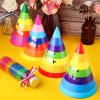 Geyoga 100 Pieces Rainbow Birthday Party Hats for Kids and Adults Colorful Paper Cone Hats Bulk Party Supplies view 4