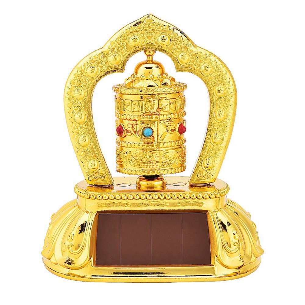 Restokki Prayer Wheel, Car Spinning Prayer Wheel Tibetan Tibet Buddhist Solar Energy Spinning Prayer Wheel for Car Interior Decoration