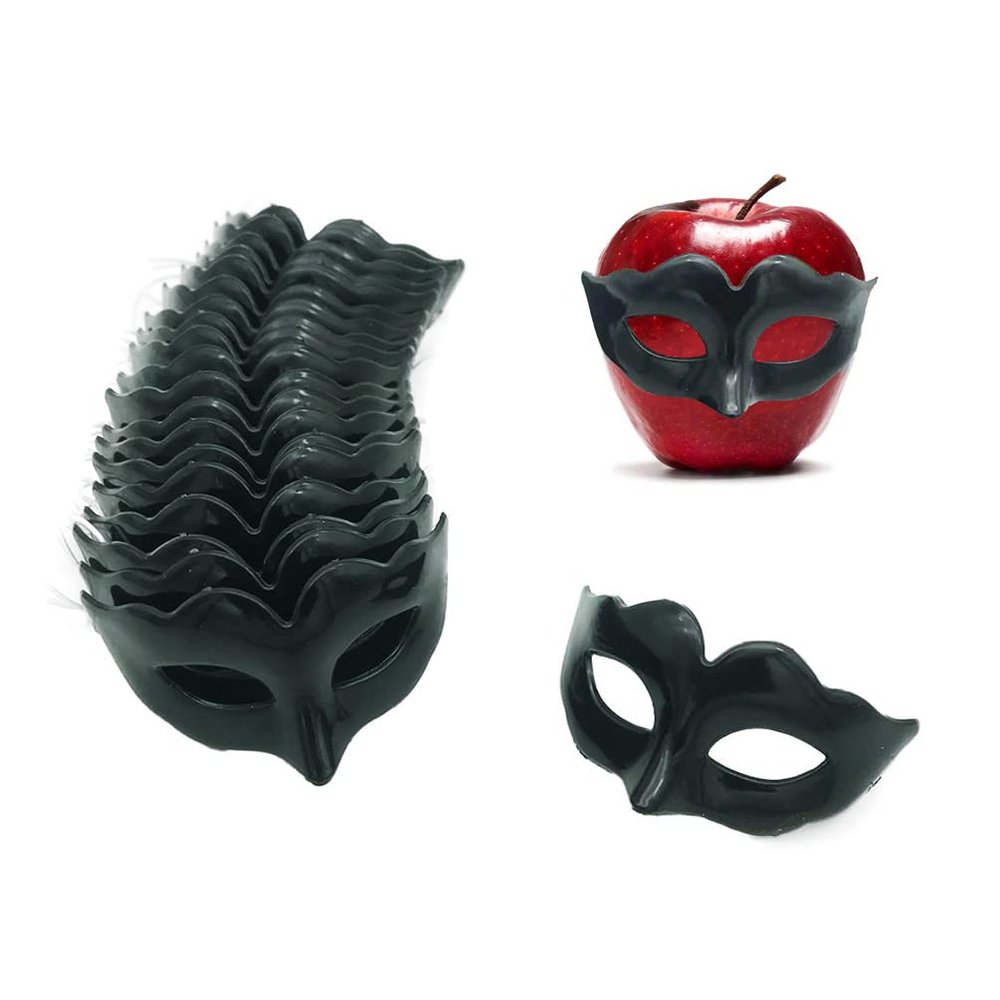 BLUE GARLIC Mini Masks Party Decoration, 20pcs Small Mardi Gras Masks Bulk Venetian for New Year Birthday Luxury Table Centerpieces (PureBlack-20pcs)