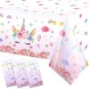 3 Pieces Unicorn Tablecloth Unicorn Table Covers Unicorn Themed Table Cloth Disposable Plastic Magical Unicorn Tablecloth for Birthday Baby Shower Decoration Party Supplies, 108 x 54 Inches view 1