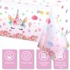 3 Pieces Unicorn Tablecloth Unicorn Table Covers Unicorn Themed Table Cloth Disposable Plastic Magical Unicorn Tablecloth for Birthday Baby Shower Decoration Party Supplies, 108 x 54 Inches view 3