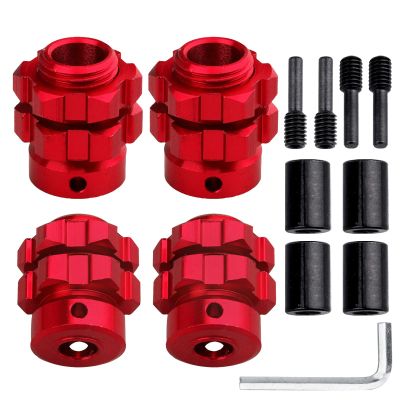 Aluminum 17mm Hex Wheel Hub Adapters for 1/10 Traxxas Summit Losi Baja Rey (Set of 4) (Red)