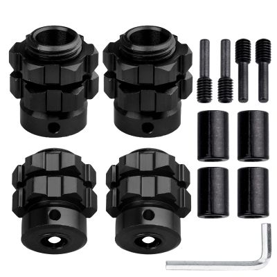 Aluminum 17mm Hex Wheel Hub Adapters for 1/10 Traxxas Summit Losi Baja Rey (Set of 4) (Black)