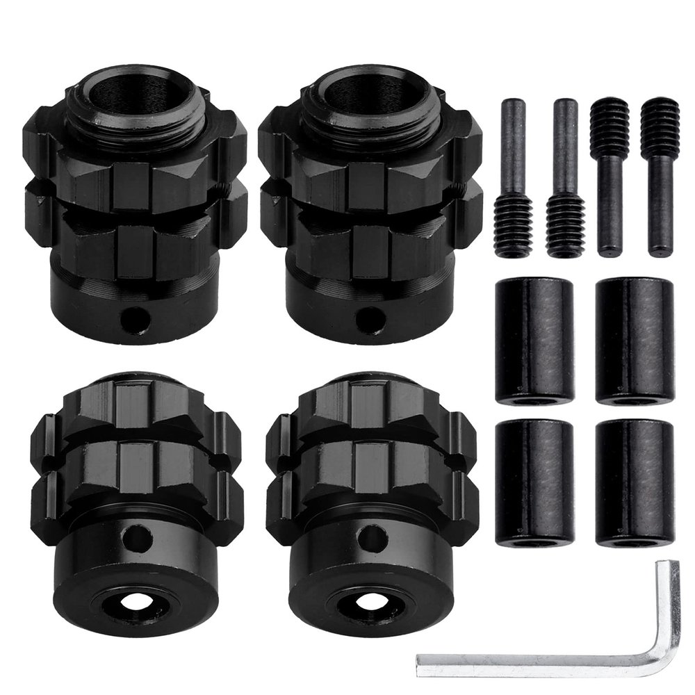 Aluminum 17mm Hex Wheel Hub Adapters for 1/10 Traxxas Summit Losi Baja Rey (Set of 4) (Black)