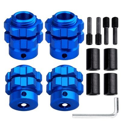 Aluminum 17mm Hex Wheel Hub Adapters for 1/10 Traxxas Summit Losi Baja Rey (Set of 4) (Navy Blue)