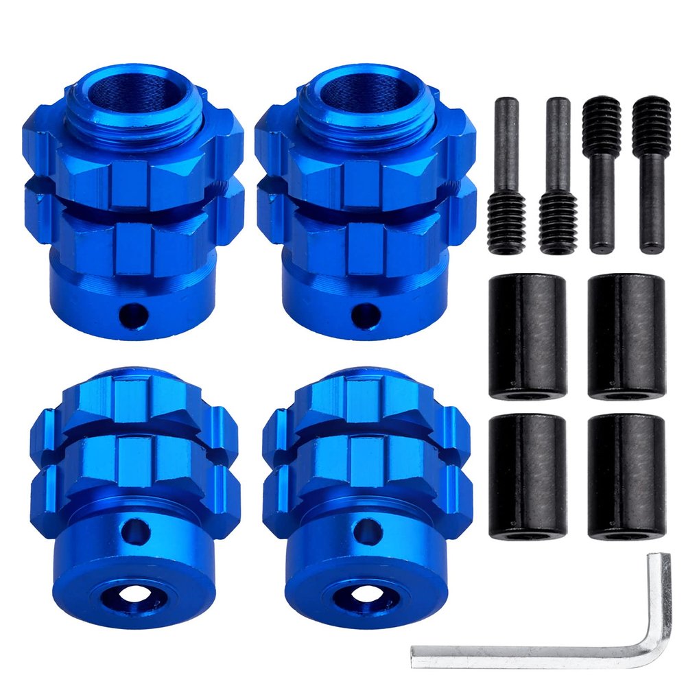 Aluminum 17mm Hex Wheel Hub Adapters for 1/10 Traxxas Summit Losi Baja Rey (Set of 4) (Navy Blue)