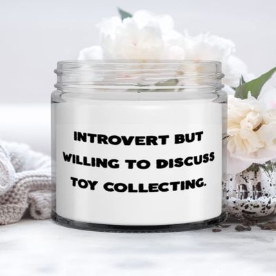 Introvert but Willing to Discuss Toy Collecting. Toy Collecting Candle, Funny Toy Collecting Gifts, For Friends