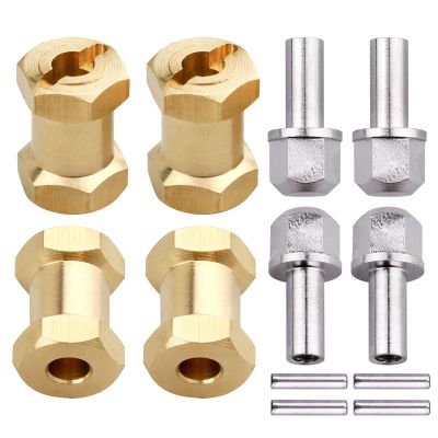 GoHobby RC Hex Hub 12mm Brass Wheels Hex Hubs Extension Hex Drive Adapter Spacers for 1/10 RC Crawler Axial SCX10 90046 D90, 4-Pack (18mm)