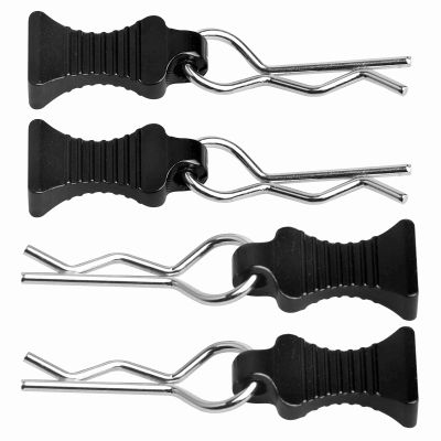 1/10 RC Body Clips Pins with Pull Tabs for Traxxas TRX4 Axial SCX10 Redcat RC Scale Car Crawler Truck Body Shell Post Mount Replacement, 4-Pack (Black)
