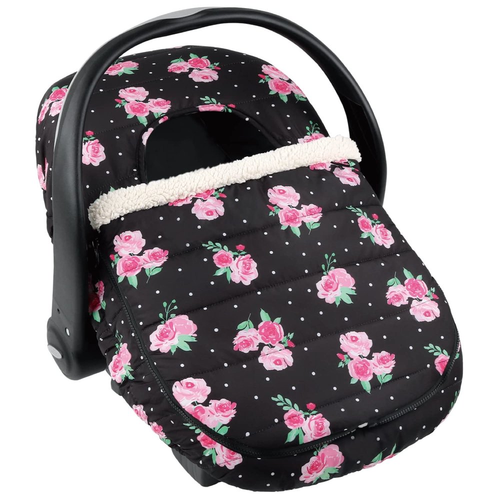 The Peanutshell Car Seat Cover - Protective Covers for Baby Girl, Easy to Clean Accessories, Weather-Resistant Infant Winter Car Seat for Baby Carseat - Floral Rose