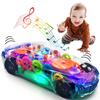 TOOTY TOY Transparent Sensory Gear Toy Car for Kids, Bump & Go Toy Car with Colorful Moving Gears, Music & LED Lights, Interactive Light Up Toys for Toddlers, Boys & Girls, Great Birthday Gift view 1