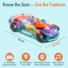 TOOTY TOY Transparent Sensory Gear Toy Car for Kids, Bump & Go Toy Car with Colorful Moving Gears, Music & LED Lights, Interactive Light Up Toys for Toddlers, Boys & Girls, Great Birthday Gift view 4