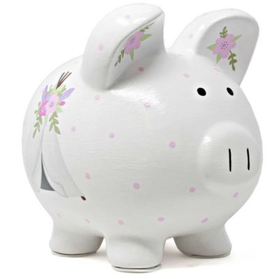 Child to Cherish Ceramic Piggy Bank for Girls, Pink Bohemian
