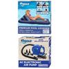 Aqua Premium Convertible Ultimate Pool Lounger, Inflatable Pool Float, Heavy Duty, X-Large, 74  90, Navy/Green/White Stripe with Aqua Heavy Duty 110V AC Electric Air Pump, 3 Nozzle Attachments view 1