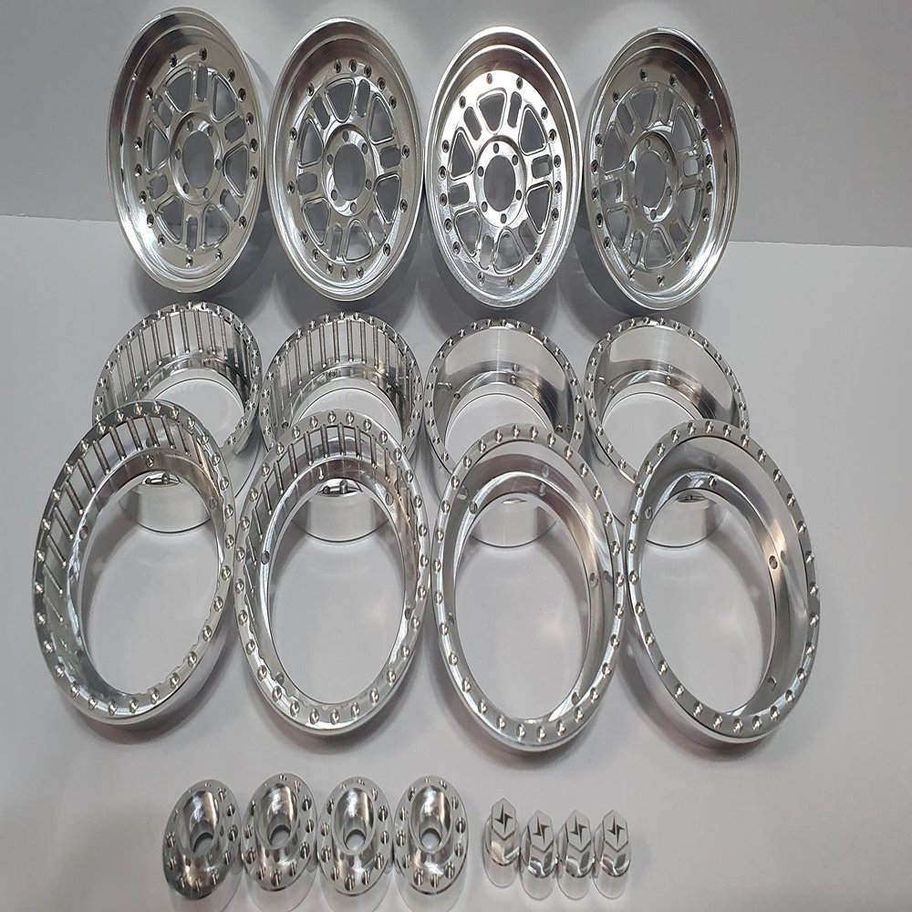 H-TECH RC Parts 1/10 Crawler Car HEX 12mm 2.2" CNC Aluminum Metal Beadlock Wheel 4PCS