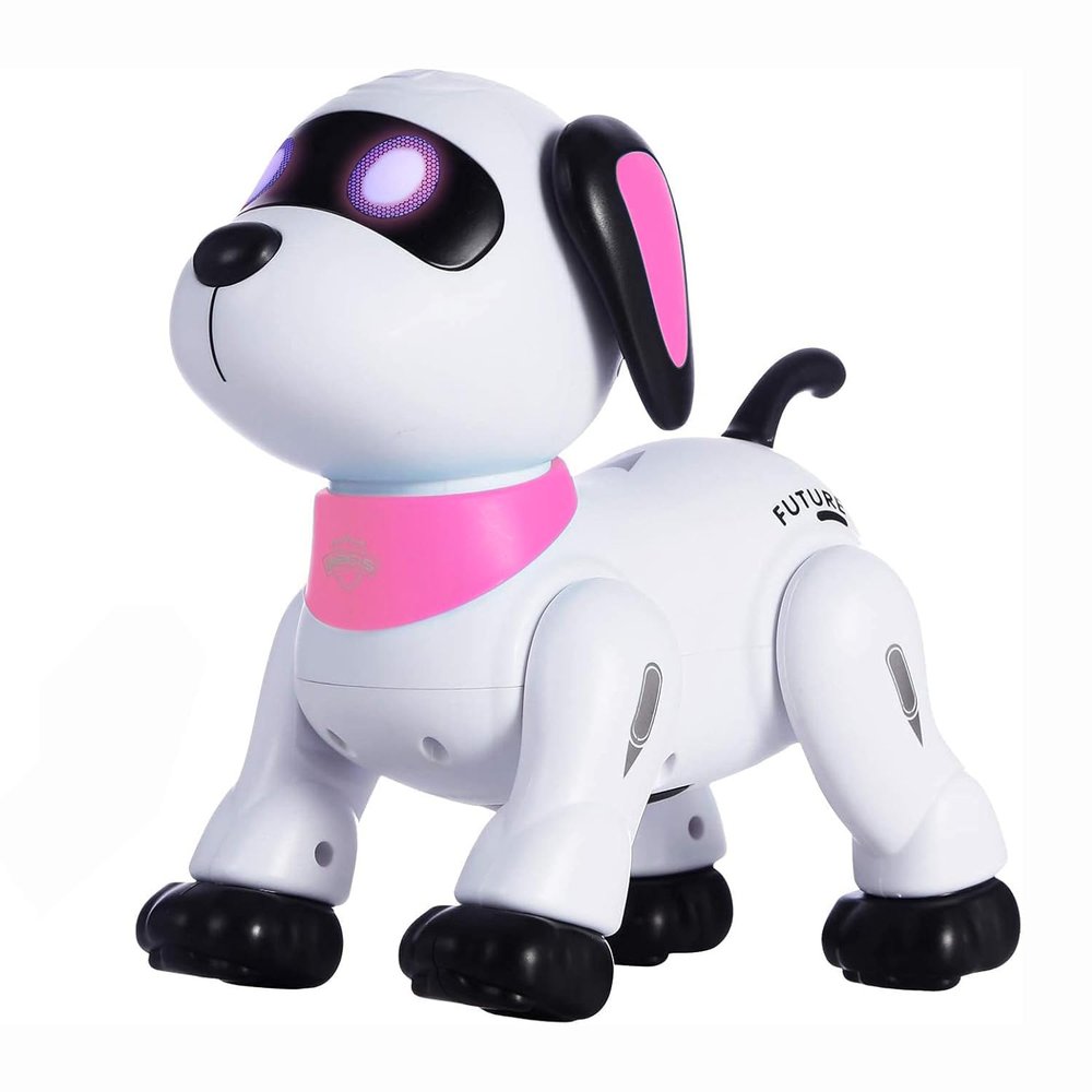 yiman Remote Control Robot Dog Toy Programmable Smart Robot Dog for Kids 3+, Interactive Dancing & Sound, RC Stunt Toys with LED Eyes, Electronic Pet Toy for Boys & Girls Gifts (Pink)