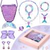 MTLEE 6 Pcs Mermaid Jewelry for Girls, Gifts Mermaid Jewelry for Kids Pretend Play Costume Accessories Necklace Bracelet Purse Ring Bow Hair Clip Earrings Holiday Dress up Party Decorations view 2