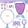 MTLEE 6 Pcs Mermaid Jewelry for Girls, Gifts Mermaid Jewelry for Kids Pretend Play Costume Accessories Necklace Bracelet Purse Ring Bow Hair Clip Earrings Holiday Dress up Party Decorations view 3
