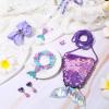 MTLEE 6 Pcs Mermaid Jewelry for Girls, Gifts Mermaid Jewelry for Kids Pretend Play Costume Accessories Necklace Bracelet Purse Ring Bow Hair Clip Earrings Holiday Dress up Party Decorations view 4