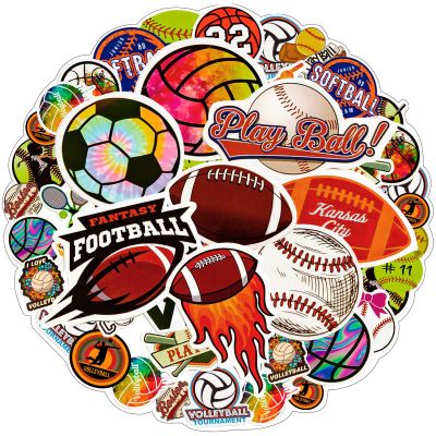 100PCS Sports Stickers for Water Bottles, Sport Theme Stickers for Kids Boys Teens Include Volleyball Softball Football Basketball, Vinyl Stickers for Hydroflask Skateboard Laptop School Rewards