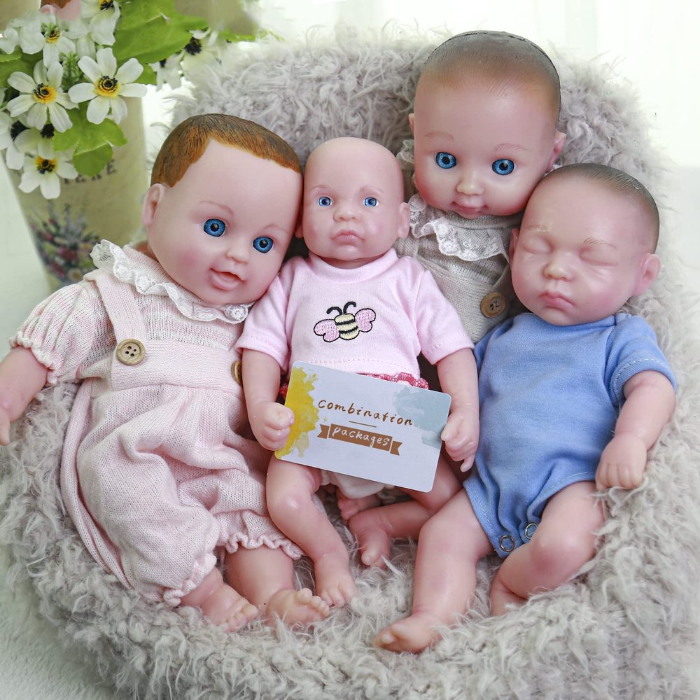 AISITE Reborn Baby Dolls Combination Package, Not Vinyl Dolls,Realistic Soft Silicone Newborn Baby Doll,Real Full Body Silicone Reborn Baby Dolls