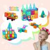 NEOFORMERS Magnetic Tiles, 96PCS Magnetic Block Toddler Toys with 2 Cars, 3D Clear Magnet Building Tiles Set, STEM Educational Toys for Kids 3-9 Years view 3