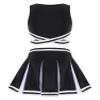 CHICTRY Girls Classic Cheer Leader School Team Uniform Letter Printed Crisscross Crop Top with Skirts Black 6 Years view 4