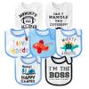 2ooya 7Pcs Cotton Waterproof Baby Bibs Adjustable Hook Loop Closure Infant Bib Unisex Blue Newborn Infant Food Bibs Keepsake Baby Gift for Drooling Feeding Eating Teething, 6-12 Months view 1