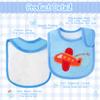 2ooya 7Pcs Cotton Waterproof Baby Bibs Adjustable Hook Loop Closure Infant Bib Unisex Blue Newborn Infant Food Bibs Keepsake Baby Gift for Drooling Feeding Eating Teething, 6-12 Months view 3