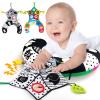 teytoy Tummy Time Pillow with Crinkle Mat & Teethers, Black and White High Contrast Baby Toys with Mirror, Montessori Sensory Crawling Toy for Infant Newborn Toddler Tummy Time Toys 0-6 Months Babies view 1