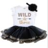 Luke and Lulu Young Wild and Three 3rd Birthday Outfit for Girls - Headband Set - Young Wild and Three Theme Party Dress view 1