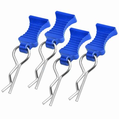 Hobbyfire 4-Pack Universal RC Body Clips with Tabs, Metal Handled Clips for 1/12 1/10 1/8 RC Cars and Trucks, Heavy Duty Body Mounting Clips Shell Replacement (Navy Blue)