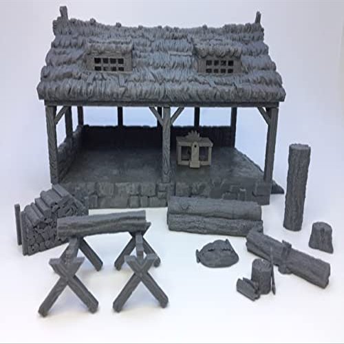 HERO Creations Lumber Mill RPG - Dungeons and Dragons - DND - Pathfinder - Diorama - Figurine Miniature (Gray/Unpainted)