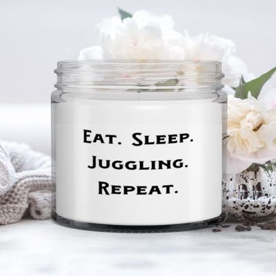 Cool Juggling Gifts, Eat. Sleep. Juggling. Repeat, Holiday Candle For Juggling