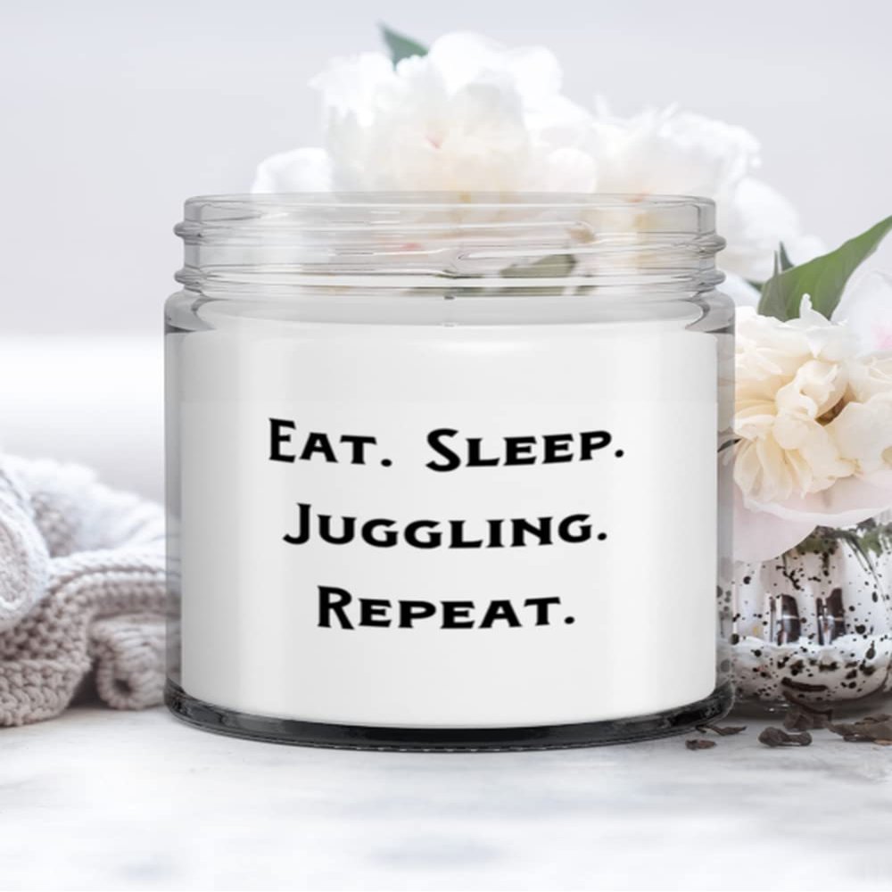 Cool Juggling Gifts, Eat. Sleep. Juggling. Repeat, Holiday Candle For Juggling