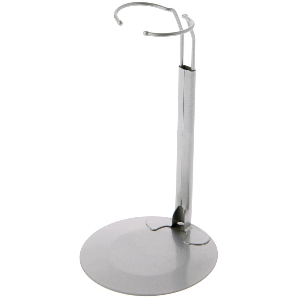 Plymor DSP-70S Silver Adjustable Doll Stand, fits 12, 13, 14, 15, 16, and 17 inch Dolls or Action Figures, Waist is 2.25" - 2.75" wide, 6" - 8" around, Pack of 2