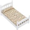 Dilwe 1:12 Doll House Bed, Wooden Miniature Doll House Bed Doll House Bedroom Furniture Toy view 1