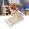 Dilwe 1:12 Doll House Bed, Wooden Miniature Doll House Bed Doll House Bedroom Furniture Toy view 2