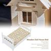 Dilwe 1:12 Doll House Bed, Wooden Miniature Doll House Bed Doll House Bedroom Furniture Toy view 3