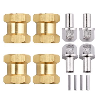 Hobbyfire 4pcs 12mm Brass Wheel Hex Hub Offset Extension Hex Drive Adapter Combiner Coupler Conversion for 1/10 RC Crawler Axial SCX10 CC01 Jeep Wrangler D90 Wraith (15mm)