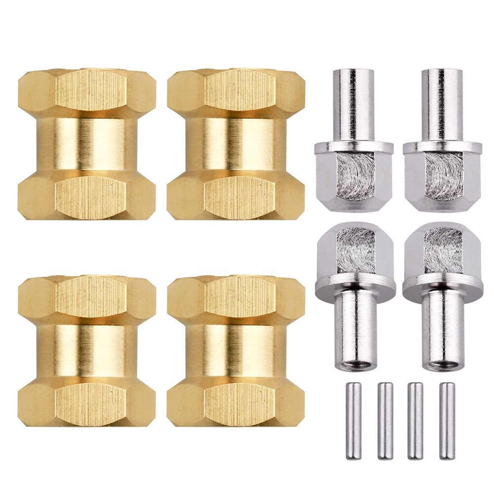 Hobbyfire 4pcs 12mm Brass Wheel Hex Hub Offset Extension Hex Drive Adapter Combiner Coupler Conversion for 1/10 RC Crawler Axial SCX10 CC01 Jeep Wrangler D90 Wraith (15mm)