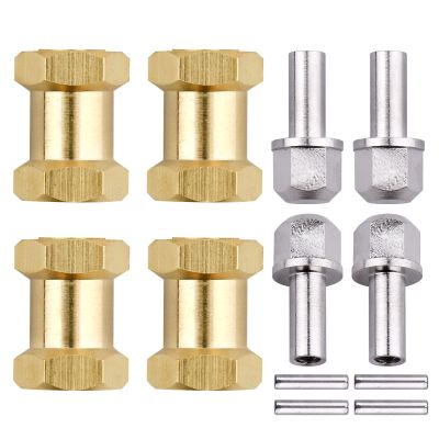 Hobbyfire 4pcs 12mm Brass Wheel Hex Hub Offset Extension Hex Drive Adapter Combiner Coupler Conversion for 1/10 RC Crawler Axial SCX10 CC01 Jeep Wrangler D90 Wraith (18mm)