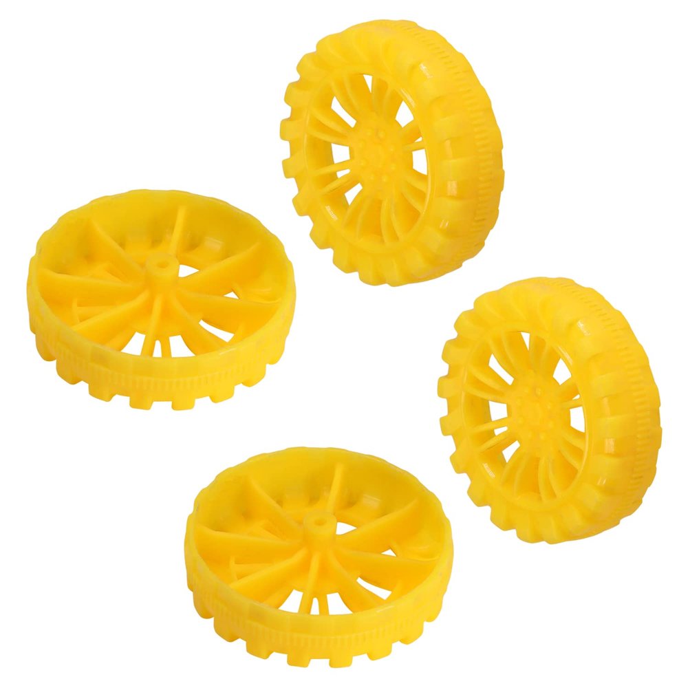 Yinpecly RC Car Wheel 40mm Dia Plastic Wheel Rims and Rubber Tires RC Drift Cars Tires Set for DIY RC Car Truck Boat Helicopter Model Yellow 4pcs