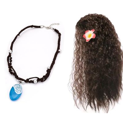 Yosbabe Gilrs Wig and Necklace Dress up Set Halloween Costume Accessories Party Favors Christmas Gift for Girls