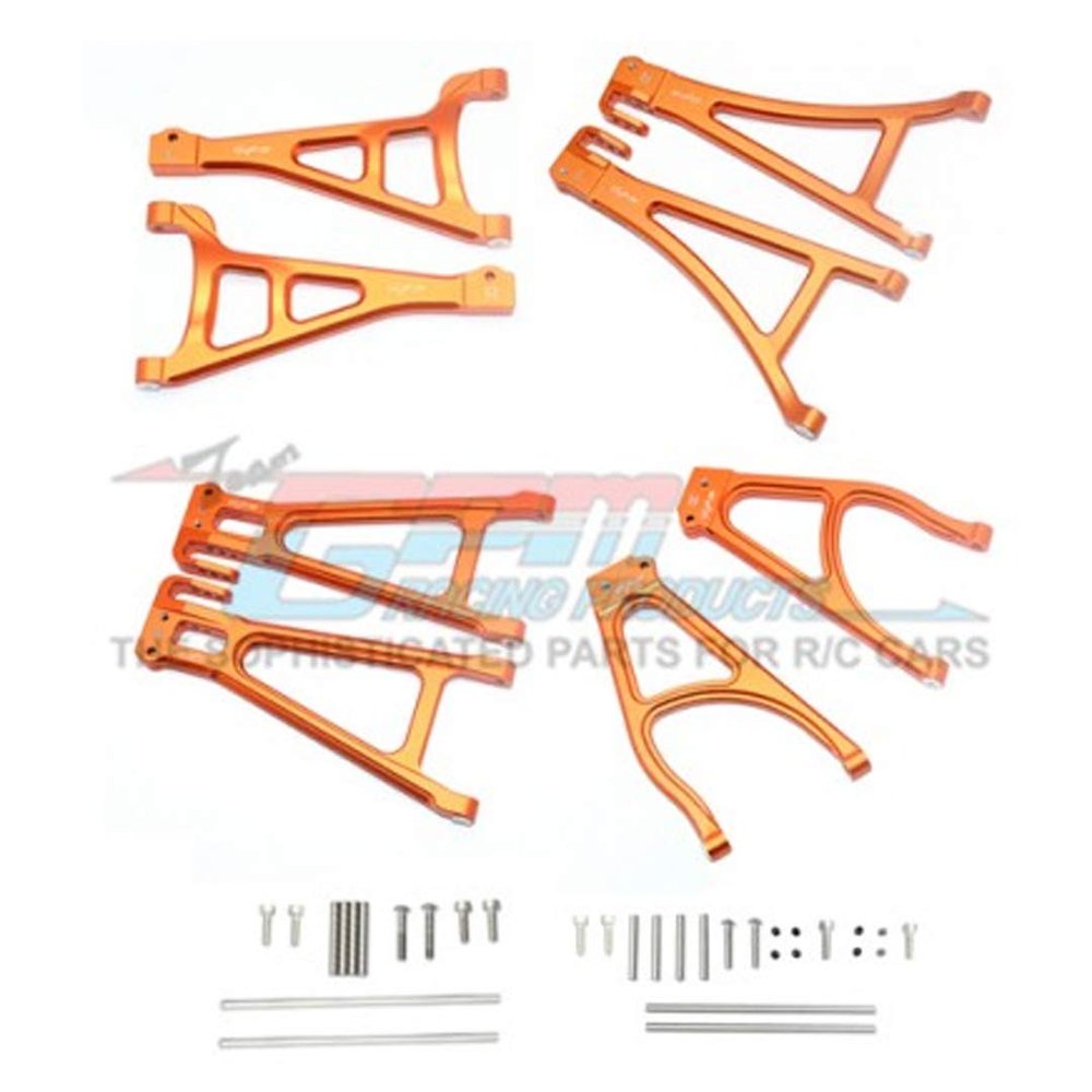 GPM Racing for TRAXXAS E-REVO VXL Aluminum Full Suspension Arm Set (Front+Rear & Upper+Lower) 6pc Set Orange