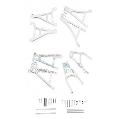 GPM Racing (Compatible with Traxxas E-Revo VXL) Aluminum Full Suspension Arm Set (Front+Rear & Upper+Lower) 6pc Set Silver