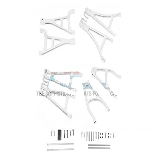 GPM Racing (Compatible with Traxxas E-Revo VXL) Aluminum Full Suspension Arm Set (Front+Rear & Upper+Lower) 6pc Set Silver