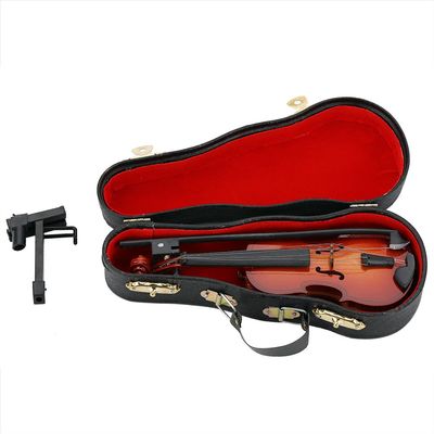 Simulated Wooden Miniature Violin, Handheld Violin Toy, Home Decoration Miniature Dollhouse Model for Home Decoration Office Decoration
