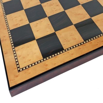 18 inch High Gloss Dark Walnut and Birdseye Maple Color Chess Board 1 31/32 inch Squares